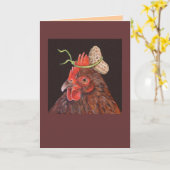 ピーナッツハットカード付き鶏 カード (黄色い花)