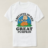 ピーナッツハロウィン信じIがパンプキ素晴らしン Tシャツ (デザイン正面)