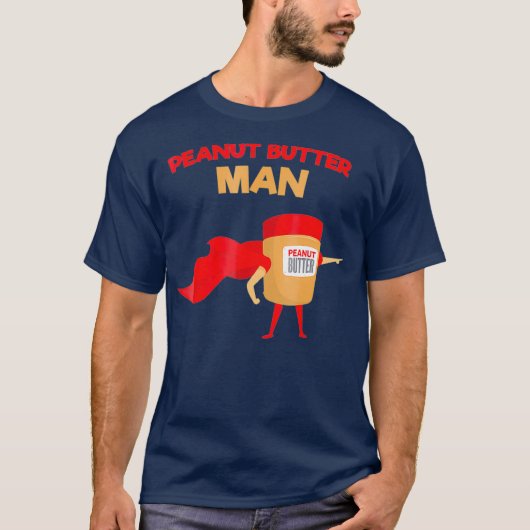 ピーナッツバターおもしろいマンスーパーヒーロー Tシャツ (正面)