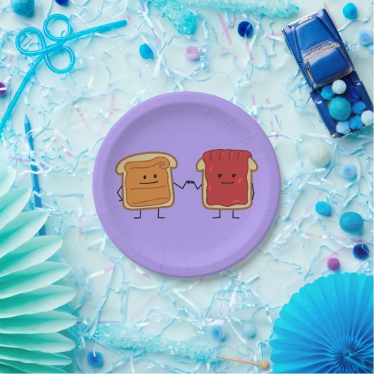 ピーナッツバターおよびゼリーの握りこぶしは友人のトーストをぶつけます ペーパープレート (パーティー)