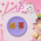 ピーナッツバターおよびゼリーの握りこぶしは友人のトーストをぶつけます ペーパープレート (パーティー)