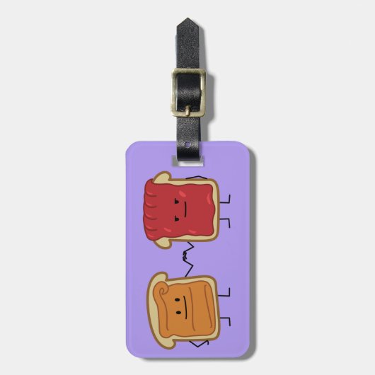ピーナッツバターおよびゼリーの握りこぶしは友人のトーストをぶつけます ラゲッジタグ (正面縦)