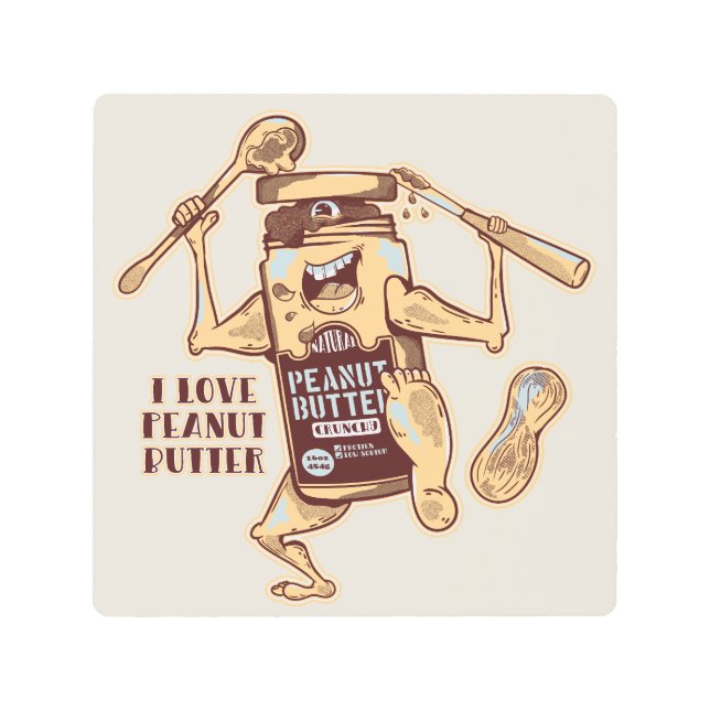 ピーナッツバターが大好き メタルプリント (正面)