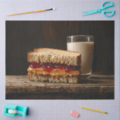 ピーナッツバターとジェリーサンドイッチミルクの切り離し 薄葉紙 (クラフト)