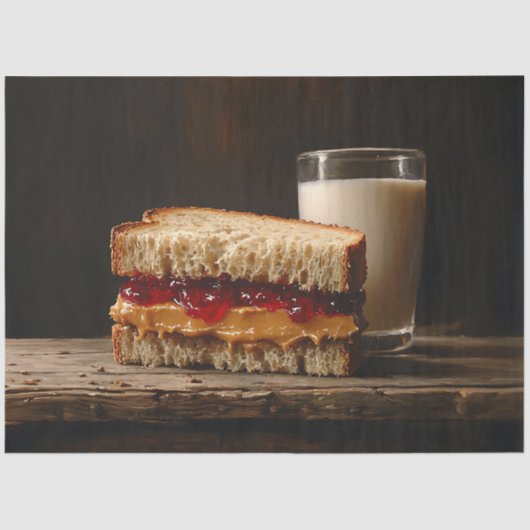 ピーナッツバターとジェリーサンドイッチミルクの切り離し 薄葉紙 (正面)