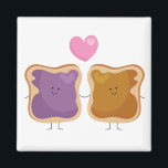 ピーナッツバターとジェリーラブマグネット マグネット<br><div class="desc">ピーナッツバターとゼリーの愛マグネット – ピーナッツバターとパン上のゼリー、それらの上に大きなピンクのハートと手を保持。</div>