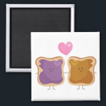 ピーナッツバターとジェリーラブマグネット マグネット<br><div class="desc">ピーナッツバターとゼリーの愛マグネット – ピーナッツバターとパン上のゼリー、それらの上に大きなピンクのハートと手を保持。</div>
