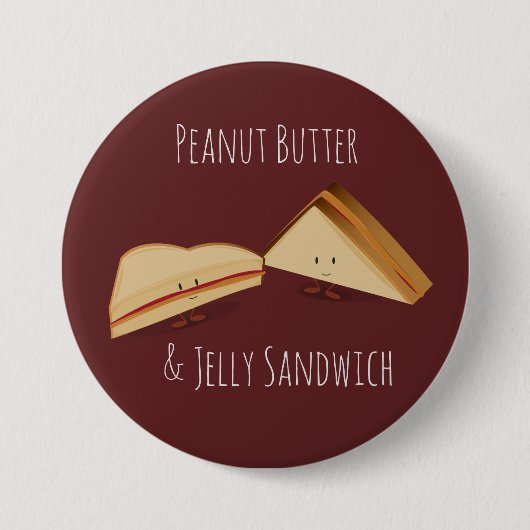 ピーナッツバターとゼリーサンドイッチ漫画の食べ物 缶バッジ (正面)