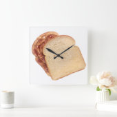 ピーナッツバターとゼリーサンドイッチ スクエア壁時計 (ホーム)