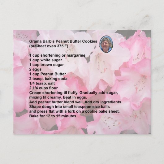 ピーナッツバタークッキーレシピはがき ポストカード (正面)