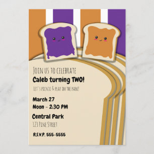 ピーナッツバターグレープゼリーPB&Jバースデーパーティー 招待状