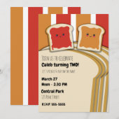 ピーナッツバターストロベリーゼリーPB&Jバースデーパーティー 招待状 (正面/裏面)