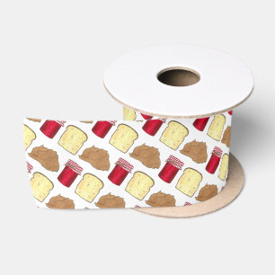 ピーナッツバターゼリーサンドイッチブレッドランチタイム食品 サテンリボン