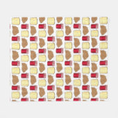 ピーナッツバターゼリーサンドイッチブレッドランチタイム食品 フリースブランケット (正面(横))