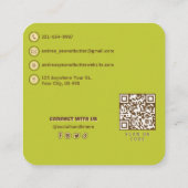 ピーナッツバタートレンディープロフェッショナルロゴカワイグリーン スクエア名刺 (裏面)