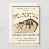 ピーナッツバターパイ社会パーティーデザートベイクセール 招待状 (正面/裏面)