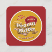 ピーナッツバターブランドロゴとQRコードプロフェッショナル スクエア名刺 (正面)