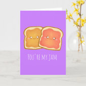 ピーナッツバター及びストロベリートースト カード (黄色い花)