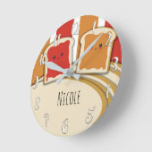 ピーナッツバター＆イチゴジャム PB&J ラウンド壁時計 (傾斜)