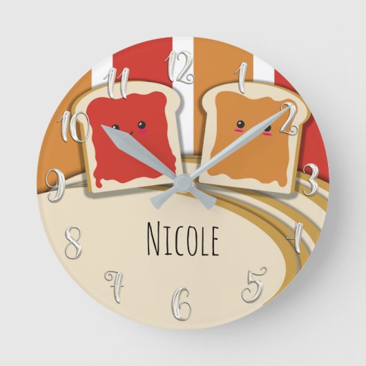 ピーナッツバター＆イチゴジャム PB&J ラウンド壁時計 (正面)