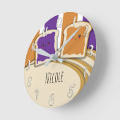 ピーナッツバター&グレープジェリージャムPB&J パーソナライズされた ラウンド壁時計 (傾斜)