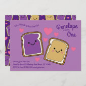 ピーナッツバター&ジェリーキッズ1st誕生日パーティー 招待状 (正面/裏面)