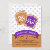 ピーナッツバター&ゼリー誕生日パーティーへの招待 招待状 (正面)