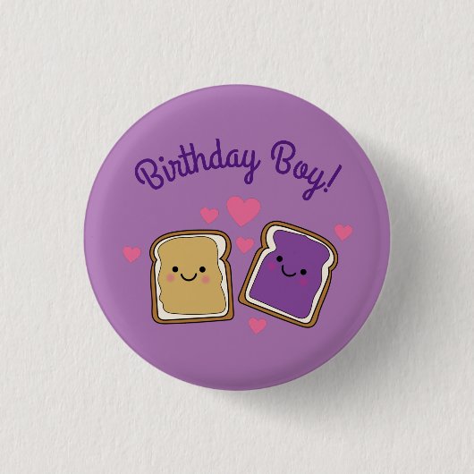 ピーナッツバター&ゼリー誕生日ボーイPBJ 缶バッジ (正面)