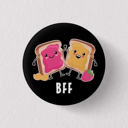 ピーナッツバター+ゼリー: おもしろい BFF 缶バッジ (正面)