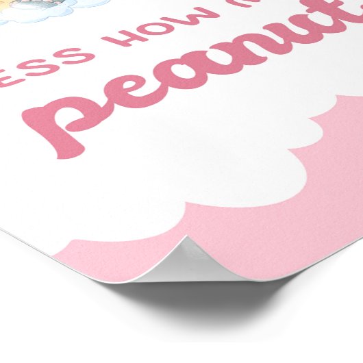 ピーナッツピンク象の赤ちゃんシャワーの数を推測 ポスター (角)