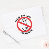 ピーナッツフリーゾーンステッカー（6セット） ラウンドシール (封筒)