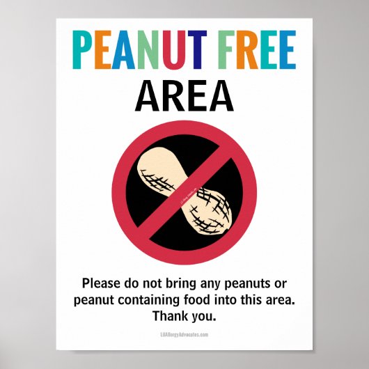 ピーナッツフリー領域カスタマイズアレルギー作業領域 ポスター (正面)