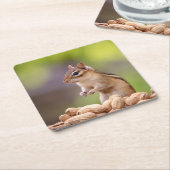 ピーナッツ入りチマンク スクエアペーパーコースター (アングル)