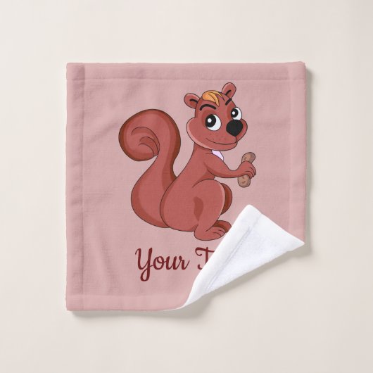 ピーナッツ洗い布を付けたかわいい漫画のリス ウォッシュタオル (ウォッシュタオル)
