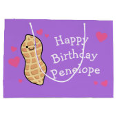 ピーナッツ誕生日パーティーかわいいキッズマンガナット ラージペーパーバッグ (裏面)