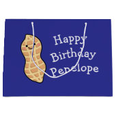 ピーナッツ誕生日パーティーキッズかわいいナッツ漫画 ラージペーパーバッグ (正面)