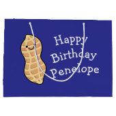 ピーナッツ誕生日パーティーキッズかわいいナッツ漫画 ラージペーパーバッグ (裏面)