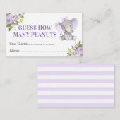 ピーナッツ象の赤ちゃんシャワーゲームの数を推測 エンクロージャーカード (正面/裏面)