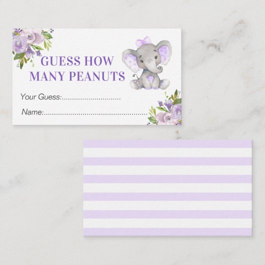 ピーナッツ象の赤ちゃんシャワーゲームの数を推測 エンクロージャーカード (正面/裏面)
