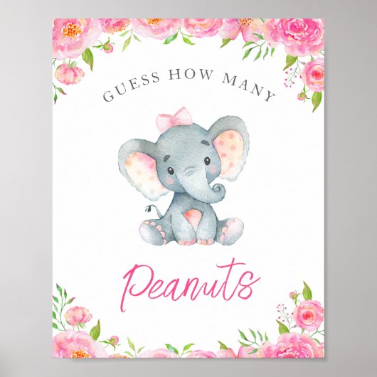 ピーナッツ象の赤ちゃんシャワーゲームの数を推測 ポスター (正面)