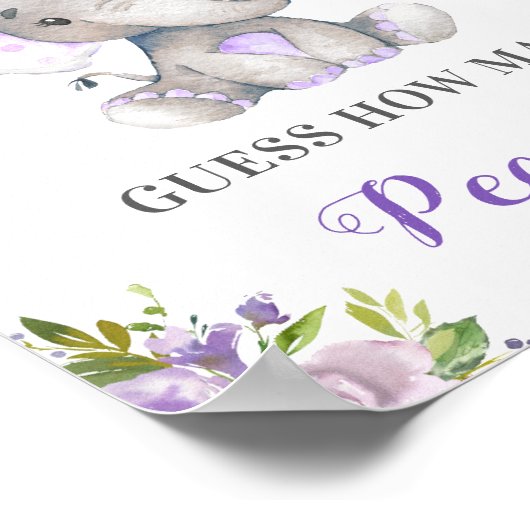 ピーナッツ象の赤ちゃんシャワーゲームの数を推測 ポスター (角)