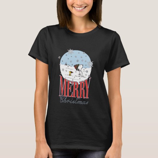 ピーナッツ雪の地球メリークリスマス Tシャツ (正面)