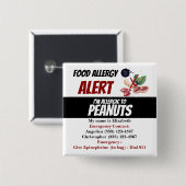 ピーナッツ食品アレルギー警告警告 缶バッジ (正面&裏面)