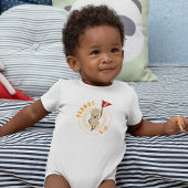 ピーナッツ2.0 - ピーナッツの旗Tシャツを着た笑顔のピーナッツ ベビーボディスーツ