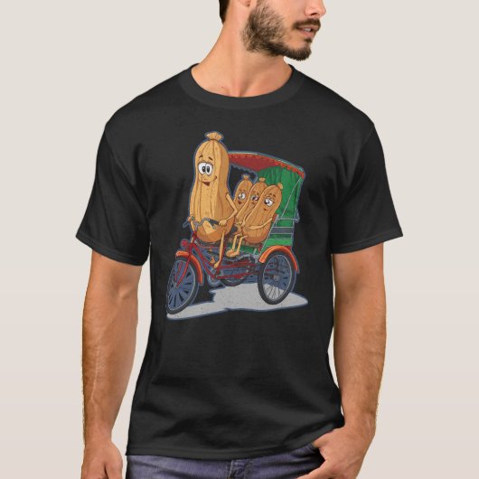 ピーナッツ3つと人力車のグラフィック Tシャツ (正面)