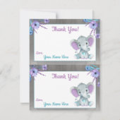 ピーナッツ エレファント 感謝カード 2ページ パープル ティール 招待状 (正面)