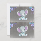 ピーナッツ エレファント 感謝カード 2ページ パープル ティール 招待状 (裏面)