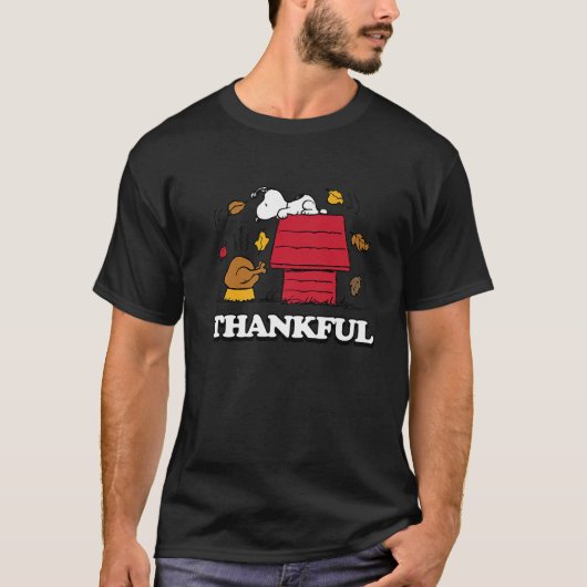 ピーナッツSnoopy感謝トルコと紅葉Pr Tシャツ (正面)