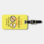 ピーナツおよびパーソナライズな卵の子供にアレルギー ラゲッジタグ (正面横)