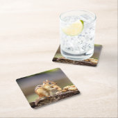 ピーナツを食べるシマリス スクエアペーパーコースター (インサイチュ)